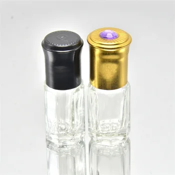 Empty octagonal glass bottle of attar perfume oil with glass roller bottle 3ml
