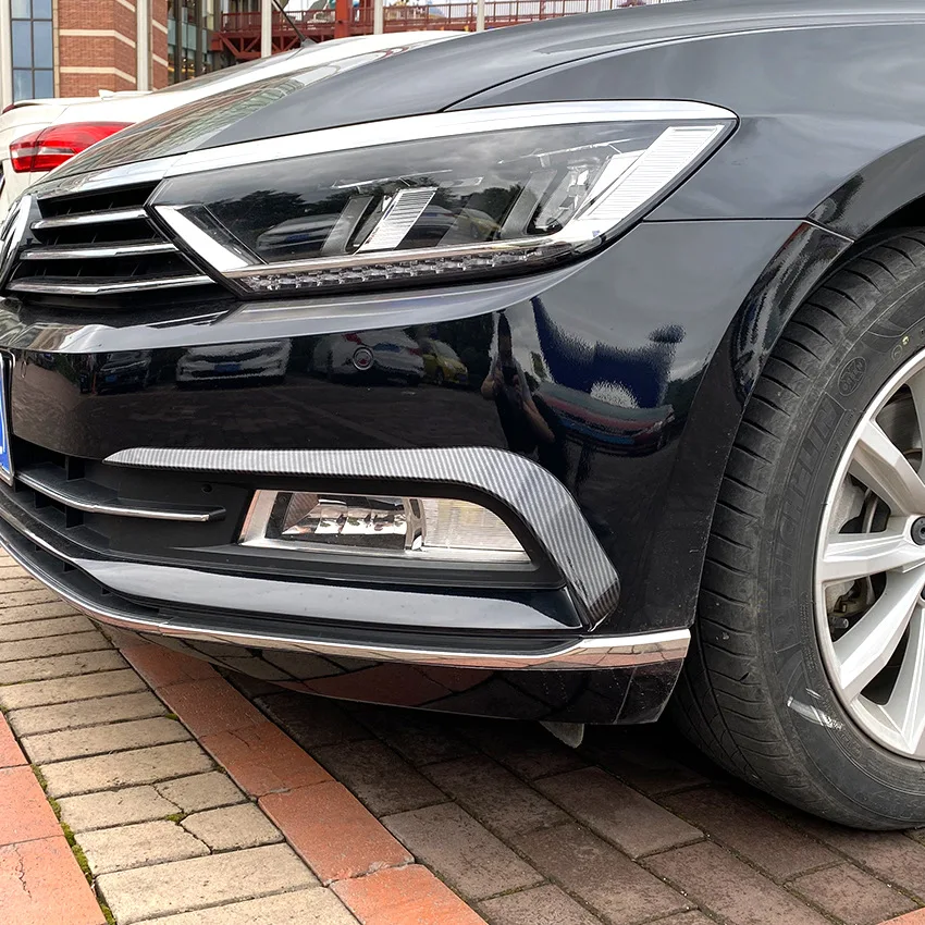 For VW Passat B8 Variant Front Fog Light Frames Cover Trim Sticker Grille 2016 2017 2018 2019 Body Kit Tuning Gloss Black Tuning
