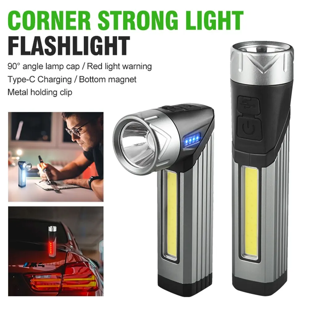 Long Range 18650 Battery Flashlight Led Torch Light Led Flashlight Powerful 90 Degree Ratating Rechargeable Flashlight Usb details