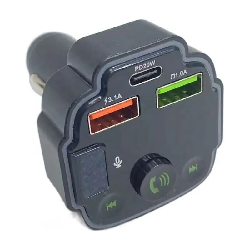Fm Transmitter New Style Q8 Car Mp3 Player Fm Transmitter Usb Stereo Playback Tf Card Player BT Cat Kit Car Charger TYPE-C