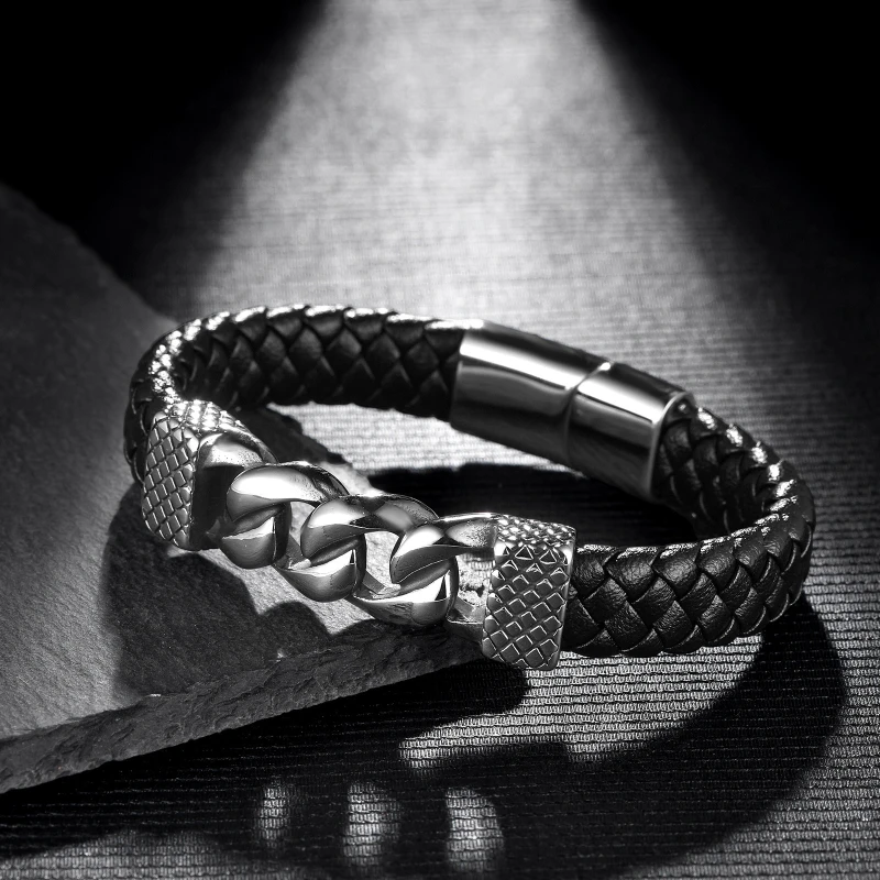X317 Wholesale Vintage Black Men's Bracelet Magnetic Clasp Bangle
