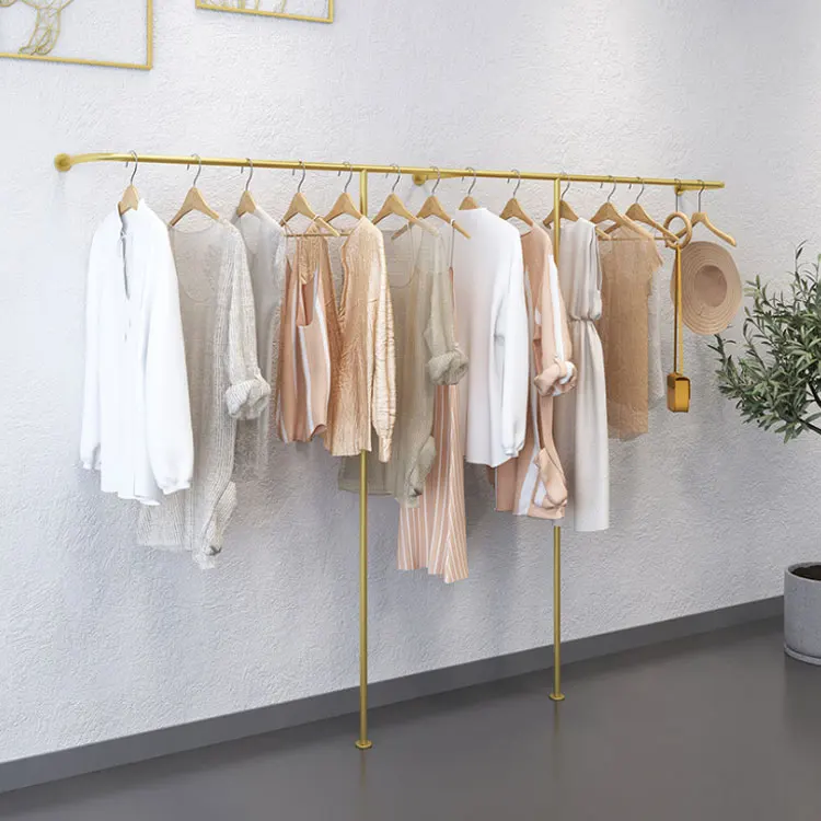 Factory Wholesale Modern Clothing Store Gold Metal Wall Mounted Hanging ...