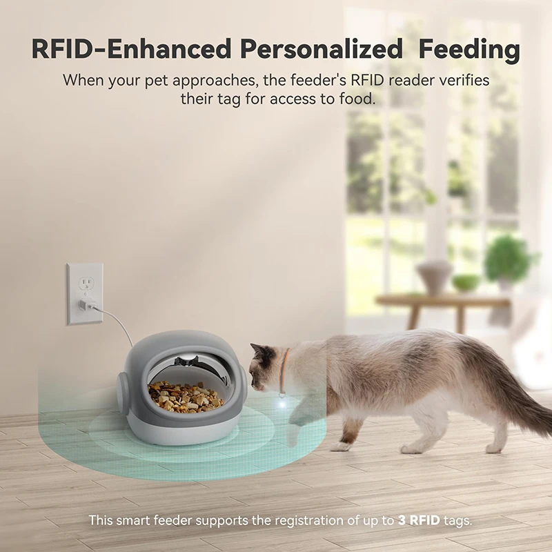 2025 Hot Automatic Cat Feeder Timed Smart Dog Food Auto Microchip Pet Feeder Wet and Cat Dry Food Dispenser with Collar Sensor