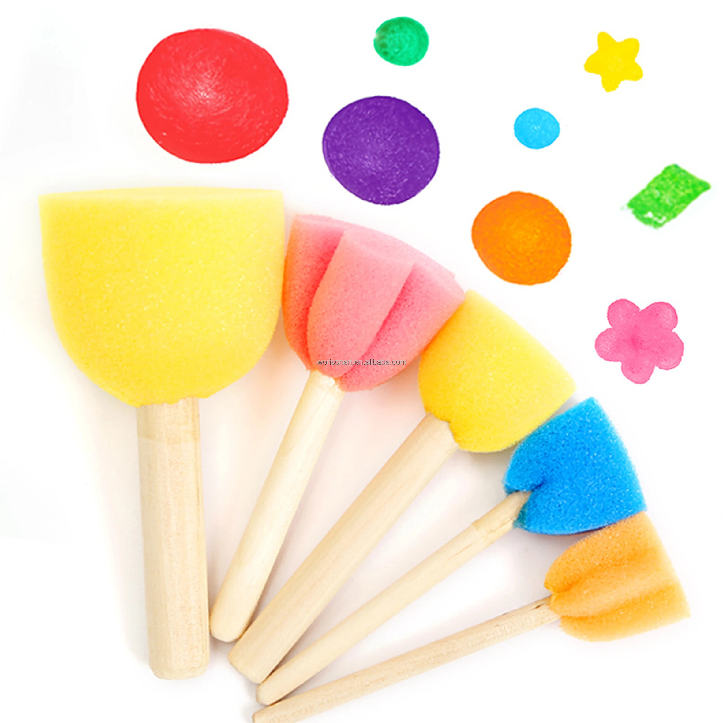 20 Pennelli In Spugna Con Manico Legno - Set Per Pittura Acrilica, Olio E Acquerello - Foto 5