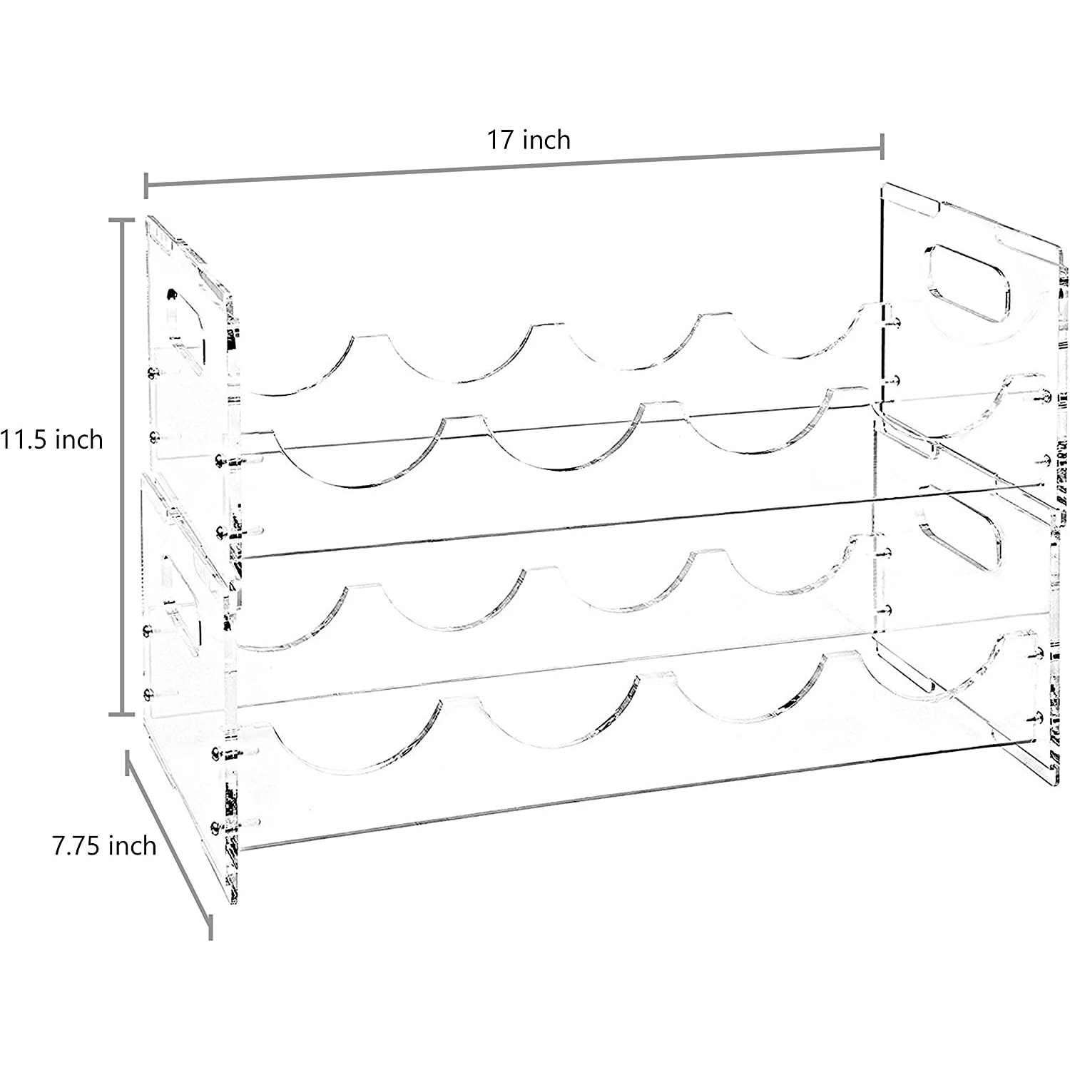 Premium Clear Acrylic Stackable Wine Rack Wine Bottle Holder With Cutout Handle Display Hold For