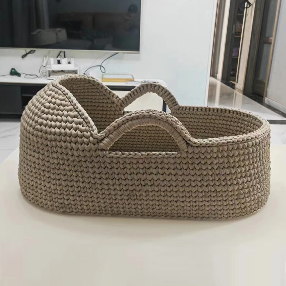 Custom Crochet Knitting Baby Carrier Bassinet Moses Basket Diaper Changing  Basket With Waterproof Mattress for Dresser