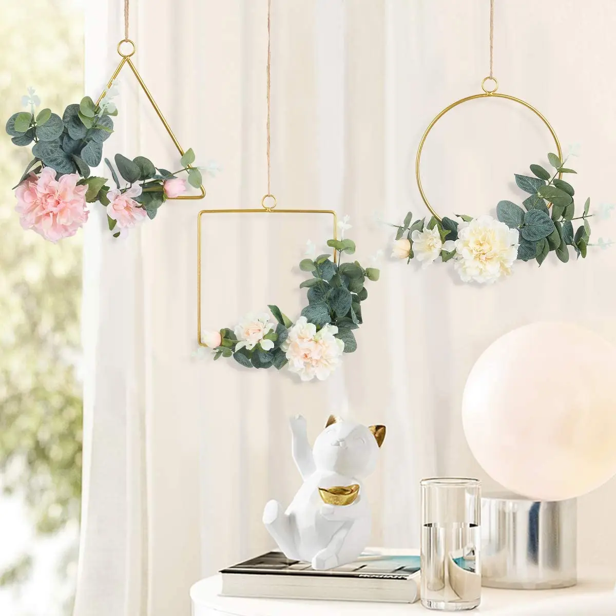 Free Sample Golden Floral Hoop 10 Inches Metal Rings for Crafts