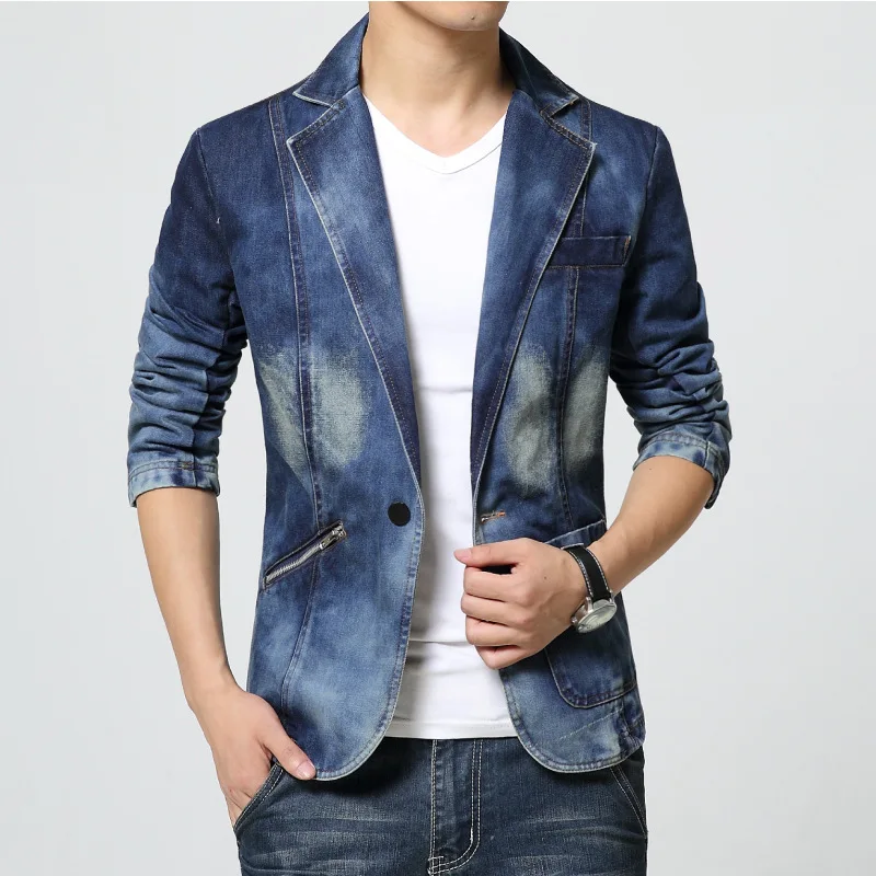 Wholesale Men's Jacket Fashion Slim Washed Street Wear Trendy Denim Jackets for Man