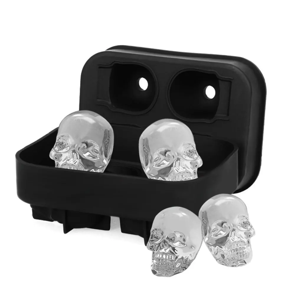 Skull Shape 3D Ice Cube Mold Maker Bar Party Silicone Trays Halloween Mould CO