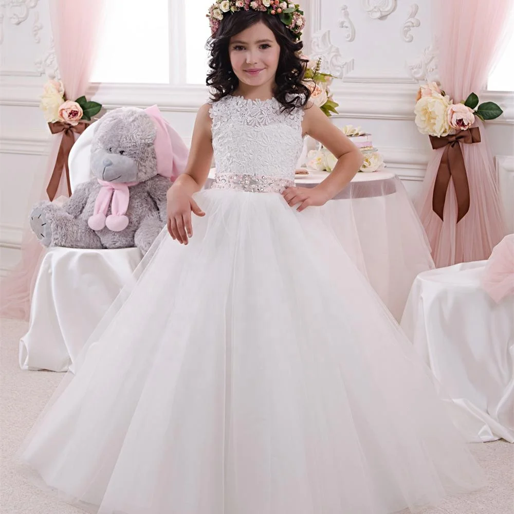 White Satin Striped Bridesmaid Communion Dress With Train Princess Wedding  Costume For Girls 8 12 Years Q0716 From Sihuai04, $19.26 | DHgate.Com