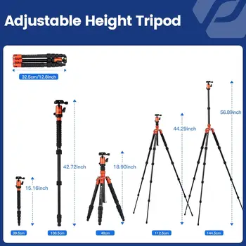 Fotopro Load up to 10KG/17.63lbs Camcorder Detachable Monopod Fotopro Aluminum Tripod for DSLR Camera detail image