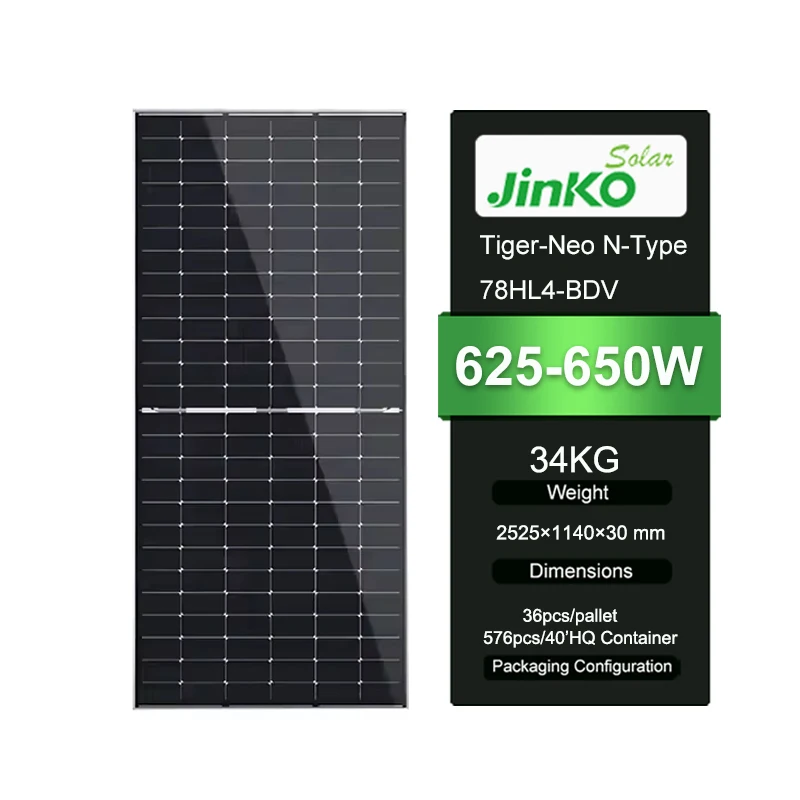 Jinko Solar Panels - High Efficiency 630W Tiger Neo N Type