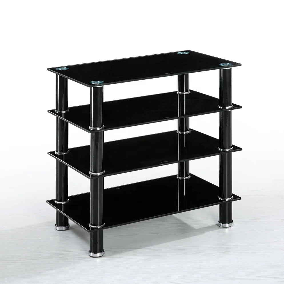 2019 New Design Corner Tempered Glass Metal Small TV Stand Shelf for Bed Room or Living Room