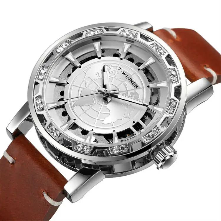 Победитель 8278, 10 лучших брендов, мужские механические часы с ремешком из натуральной кожи, водонепроницаемом автоматическом хранении, бизнес-релогио musculino