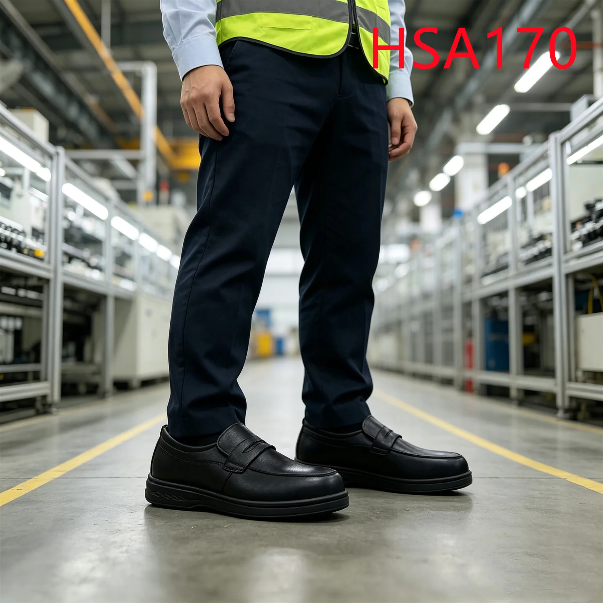 HY,Important Occasion Anti-skid PU Injection Sole Manager Safety Shoes Factory Price Steel Toe Insert Pull-on Work Shoes HSA170