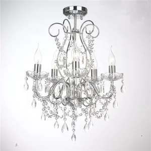 Vintage Ceiling Lamp Crystal Chandelier Pendant Light Fixture Chrome Metal New Lighting E14/E12 Modern Energy Saving 940510000