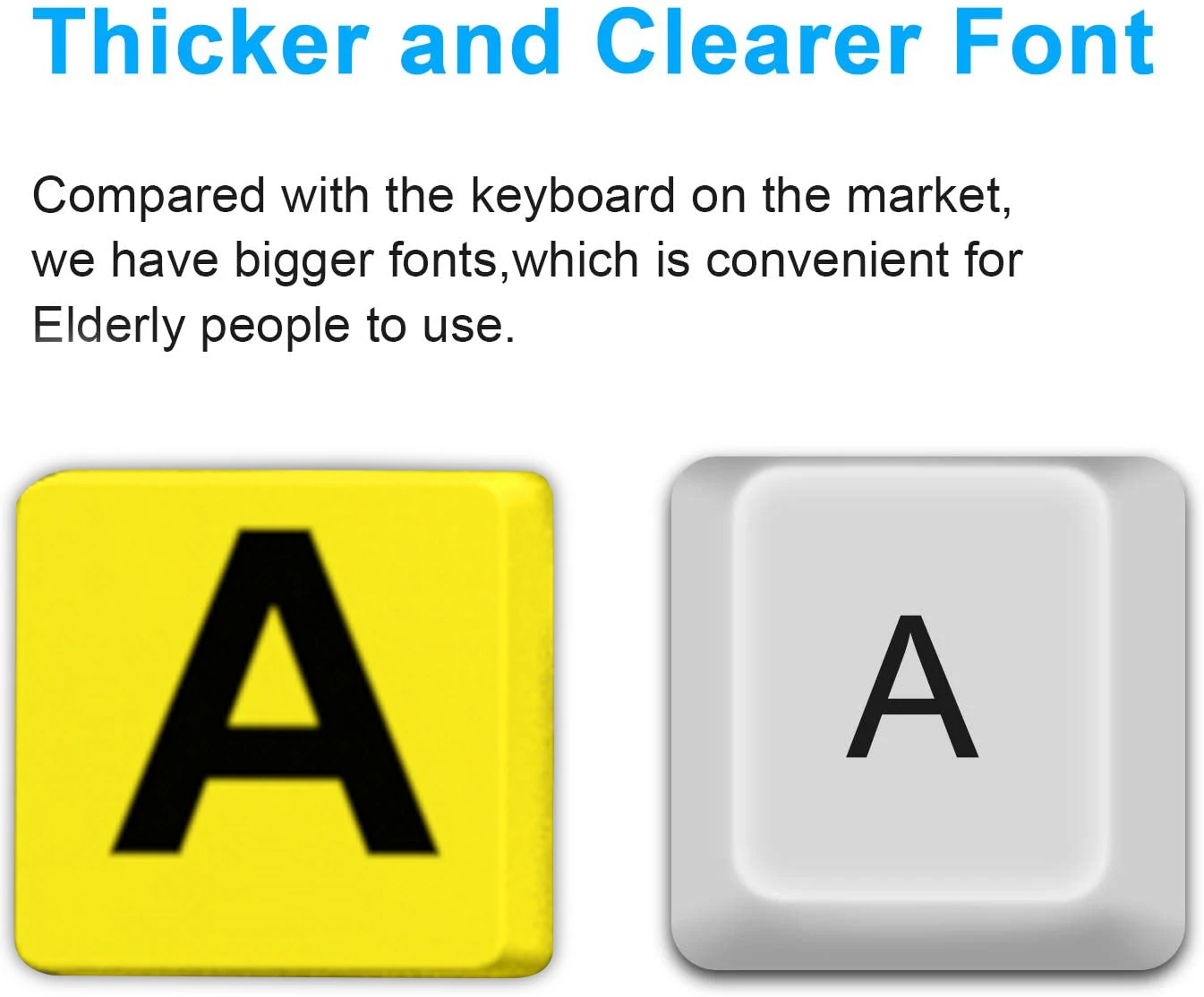Large Printed Letters Low Vision Keyboard Computer Portable Custom Keyboard for Old People