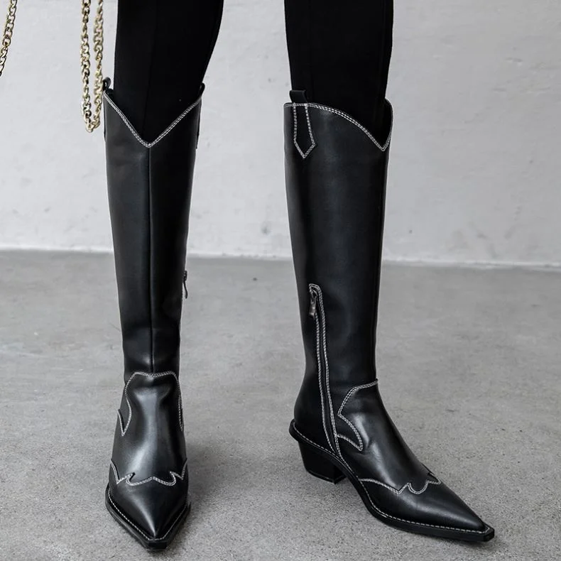 Zapatos De Tacón Cubano De Cuero Para Mujer,Botas Hasta La Rodilla,Calzado  Personalizado,Calzado De Invierno,Venta Al Por Mayor,2021 - Buy Botas De  Mujer,La Rodilla Botas Altas,Botas De Mujer Zapatos De Invierno Product on