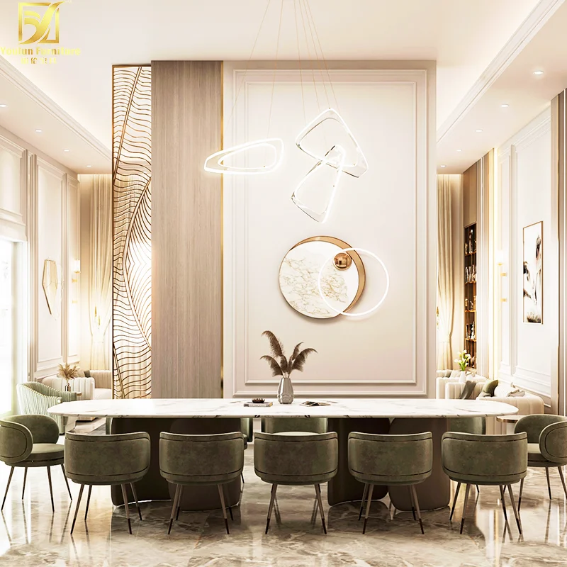 Foshan Luxury Italian Marble Dining Room Table Set for 10 OEM