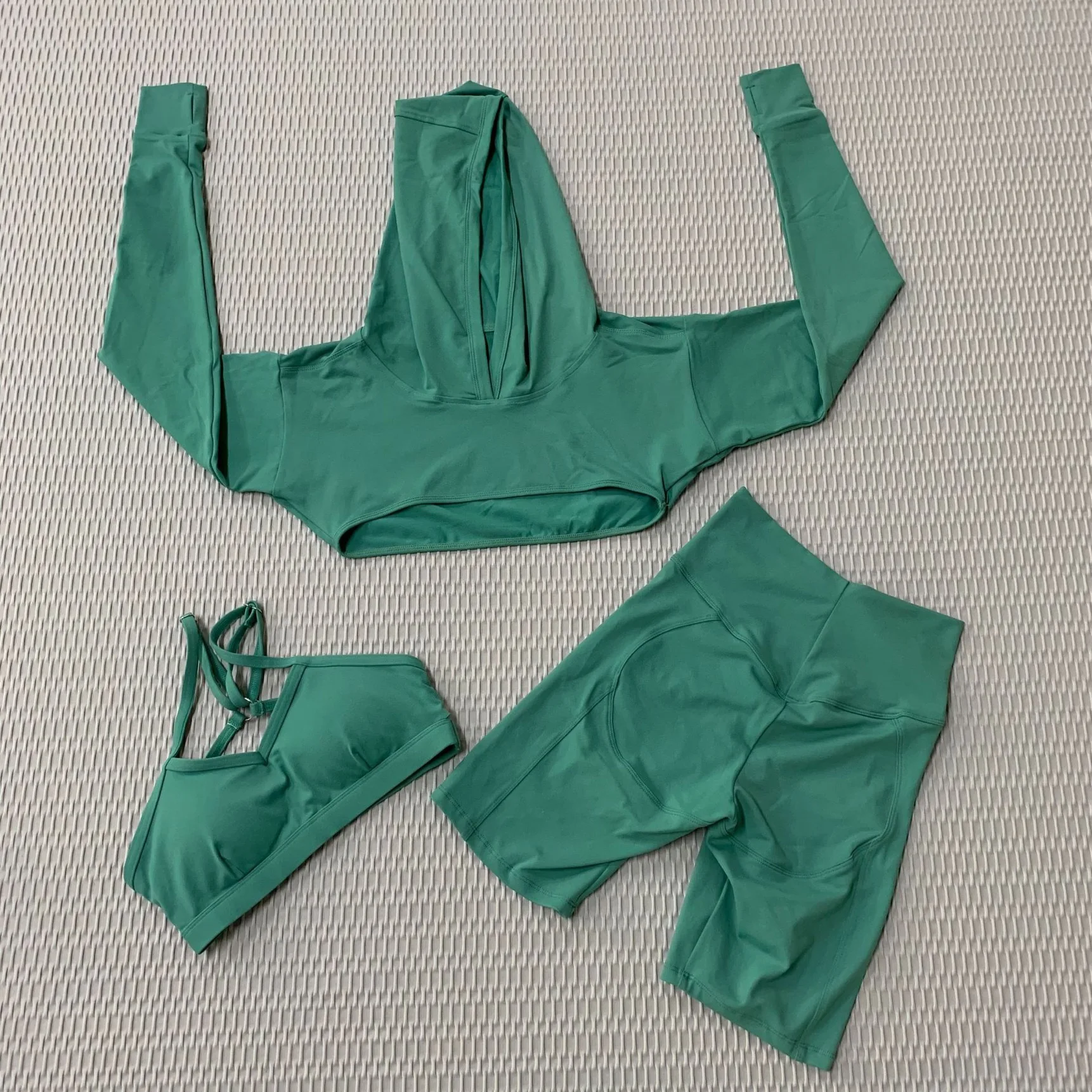 Long Sleeve Top Six Colors  Sports Solid  Clothes Bra And Shorts Women Gym Yoga Wear  Set & Workout Sets