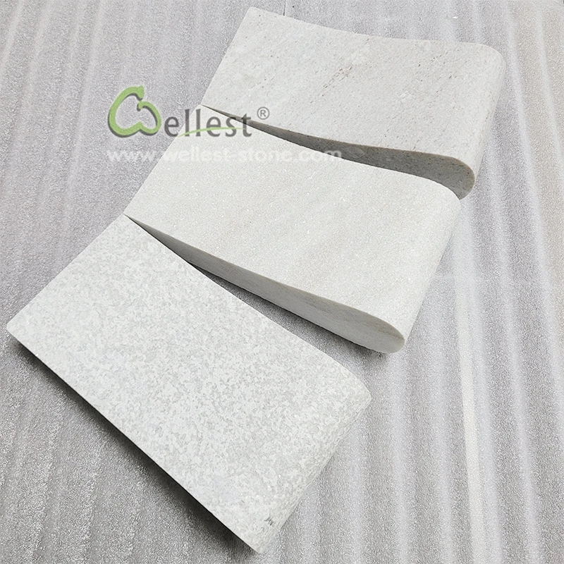 Different Types of 10x10cm White Quartzite Marble Natural Stone Samples for Exterior Outdoor Paver Use
