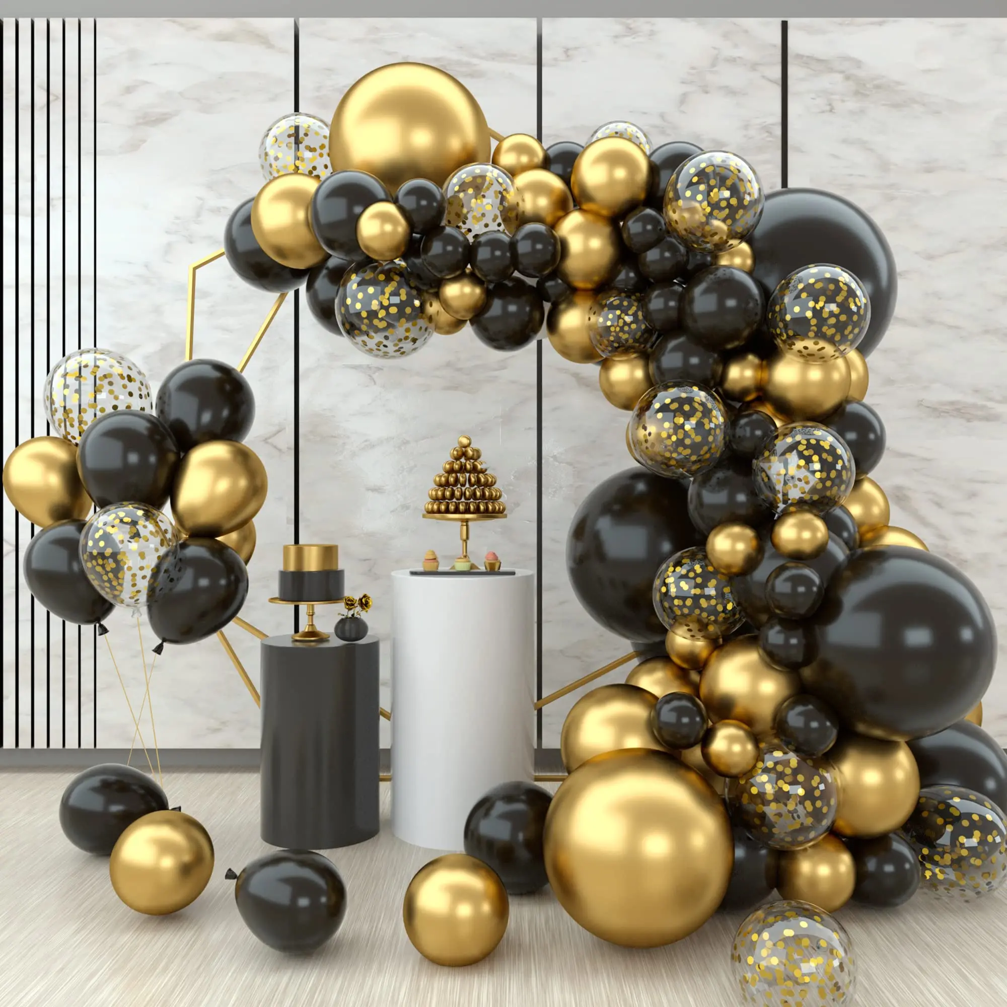 Black and Gold Balloon Arch Kit - Perfect for Party Decor