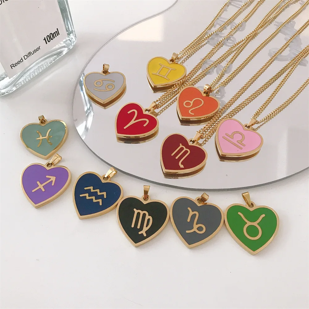 Female Stainless Steel 12 Constelation Heart Pendants Charm Gold Chain  Choker Symbol Astrology Necklaces Zodiac Sign Necklace - Buy Heart  Stainless Steel Couples Pendant Necklace,Male Symbol Necklace Atrology  Pendant,12 Horoscope Sign Love