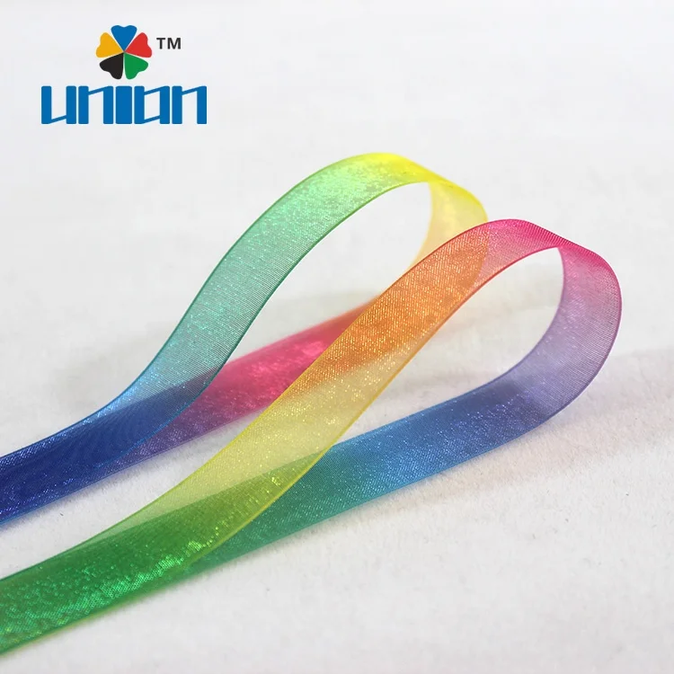 Factory Wholesale Shimmer rainbow Color Sheer Organza Ribbon Fits for ...
