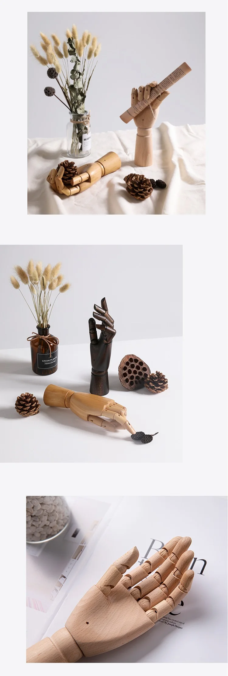 Articulated Wooden Hands Mannequin For Jewellery Display Shooting Paint ...