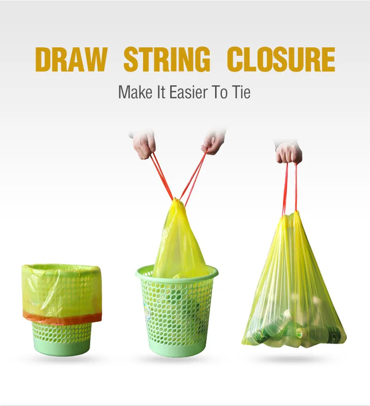 Custom Disposable Recycled Plastic Pe Black Green Yellow Trash Garbage Bag