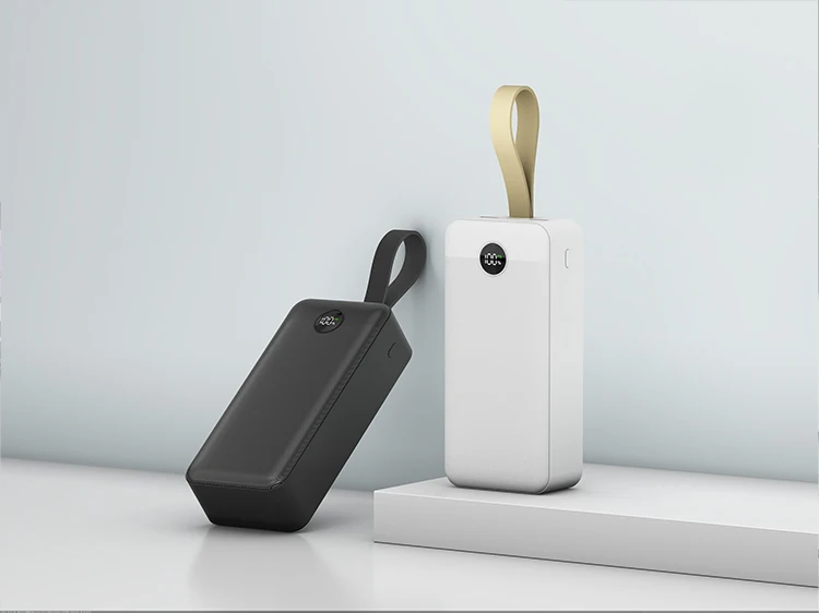 Best Selling Products 2025 PB189 Pd65w Super Fast Charging Lanyard Power Bank 30000mAh Built-in Dual USB-A One USB-C Ports