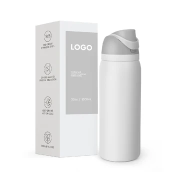 Pure White 32oz Water Bottle Double Wall Insulated Flask Stainless Steel Drinking Bottle For Travel