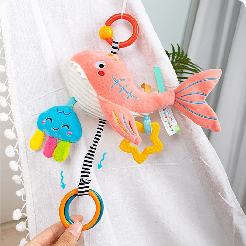 Plush Shark and Bird Pull String Music Voice Boxes Hanging for Baby Toy H073