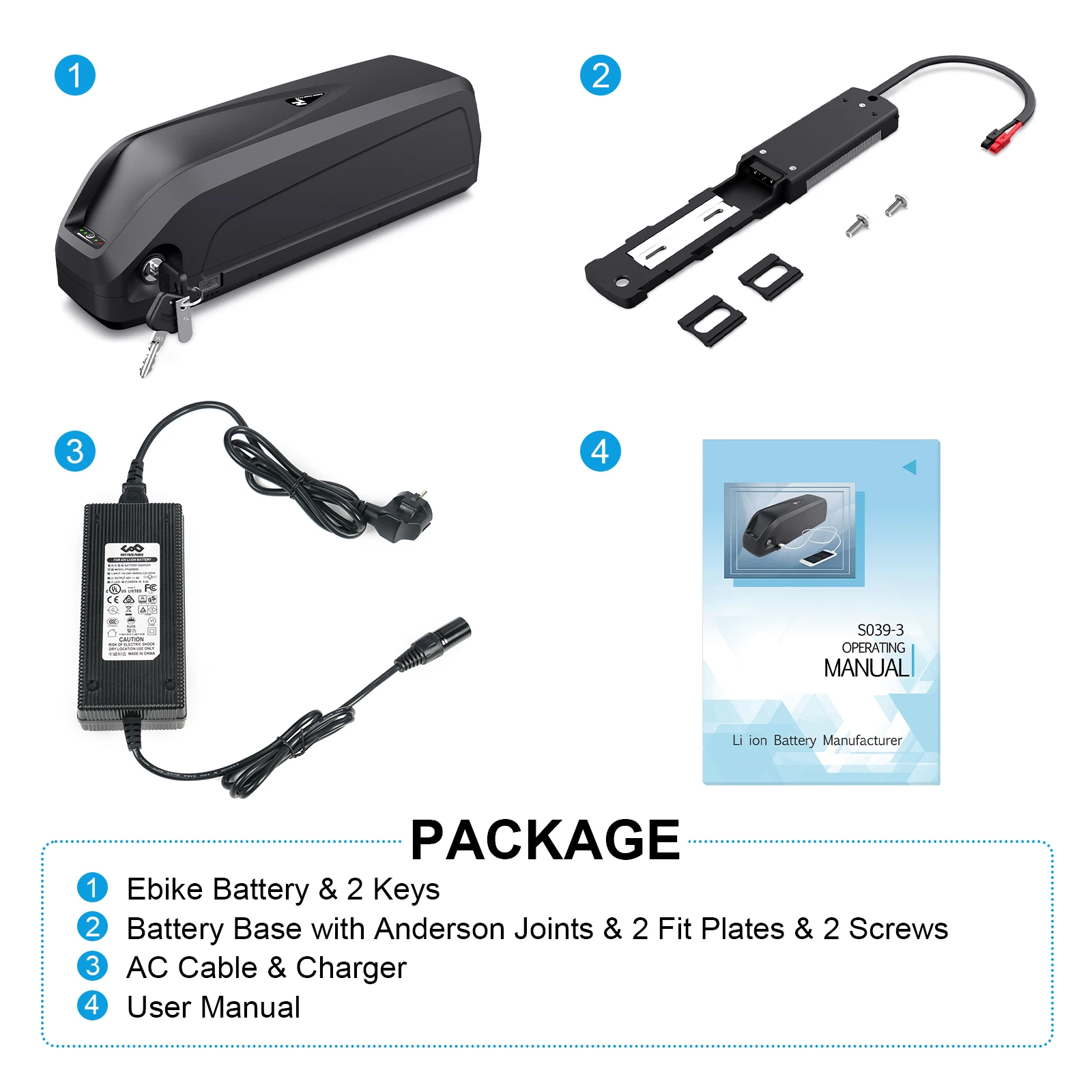 Batterie Vélo électrique 48V 25Ah 1600W Hailong - Avec Chargeur - Neuf