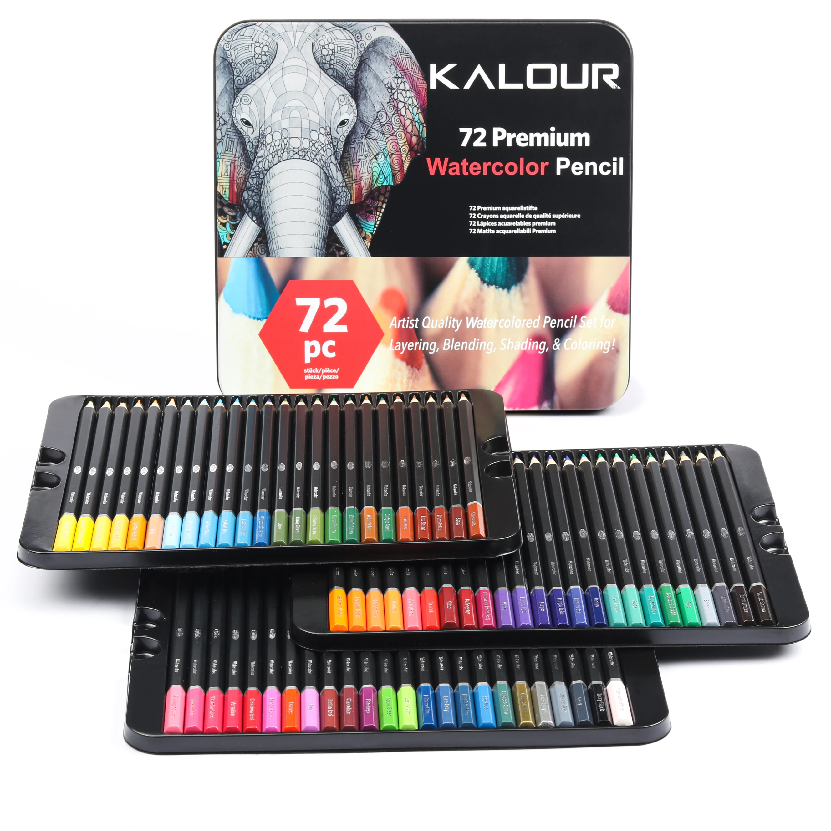 kalour vente chaude professionnel 50 couleur crayon de couleur ensemble  dans une boîte en fer avec 72 120 180 240 300 couleur avl