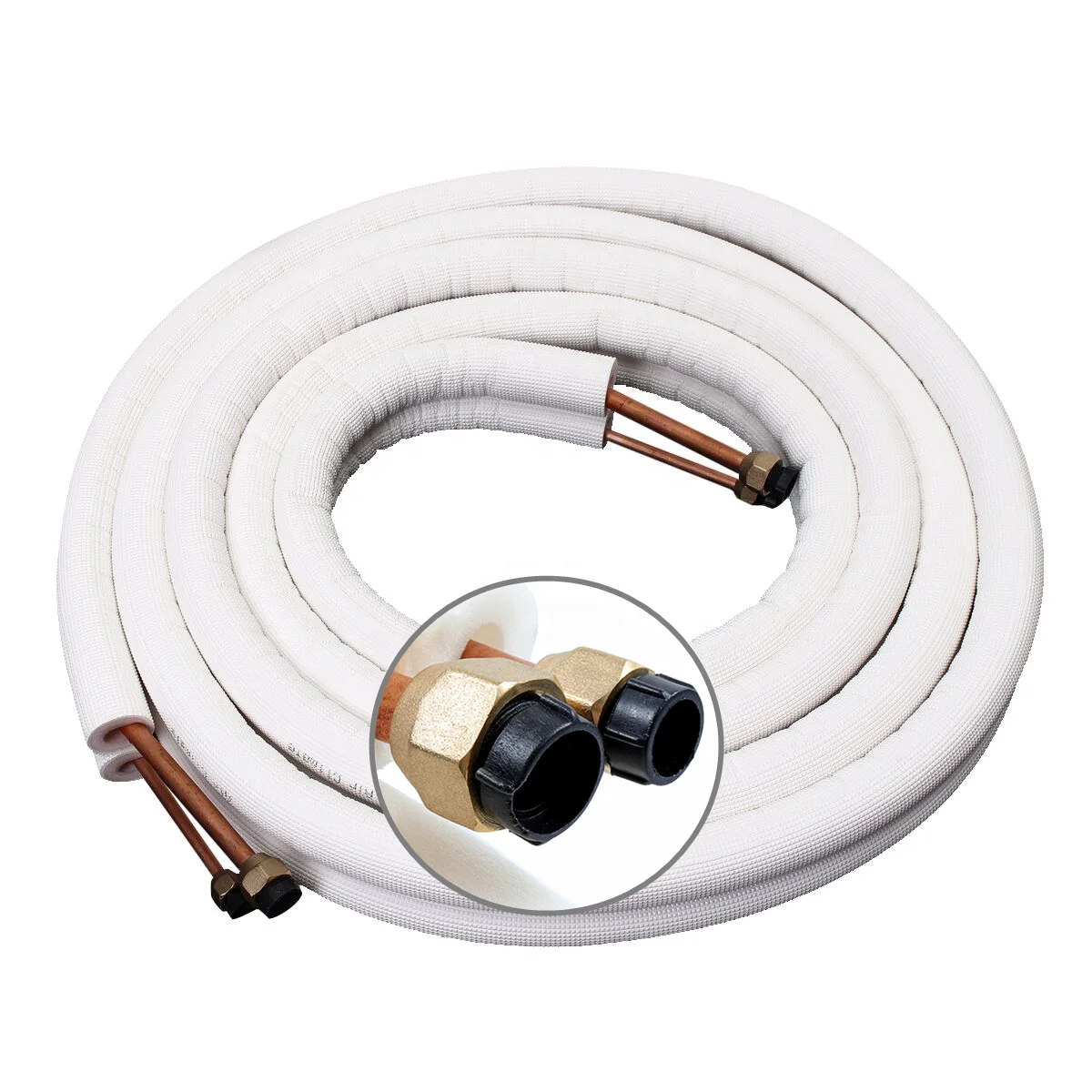 Double Air conditioner Copper Pipes With White PE Insulated Copper Tube