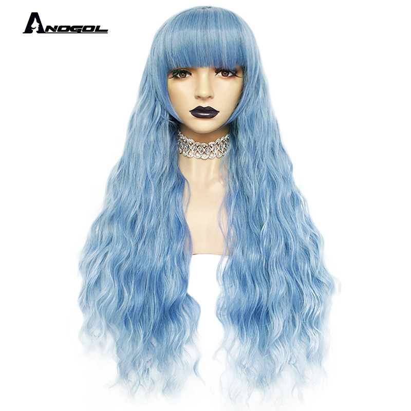 light blue synthetic wig