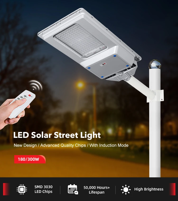 Integrated Ip65 Induction 180w 300w Solar Led Street Lamp Energy Saving