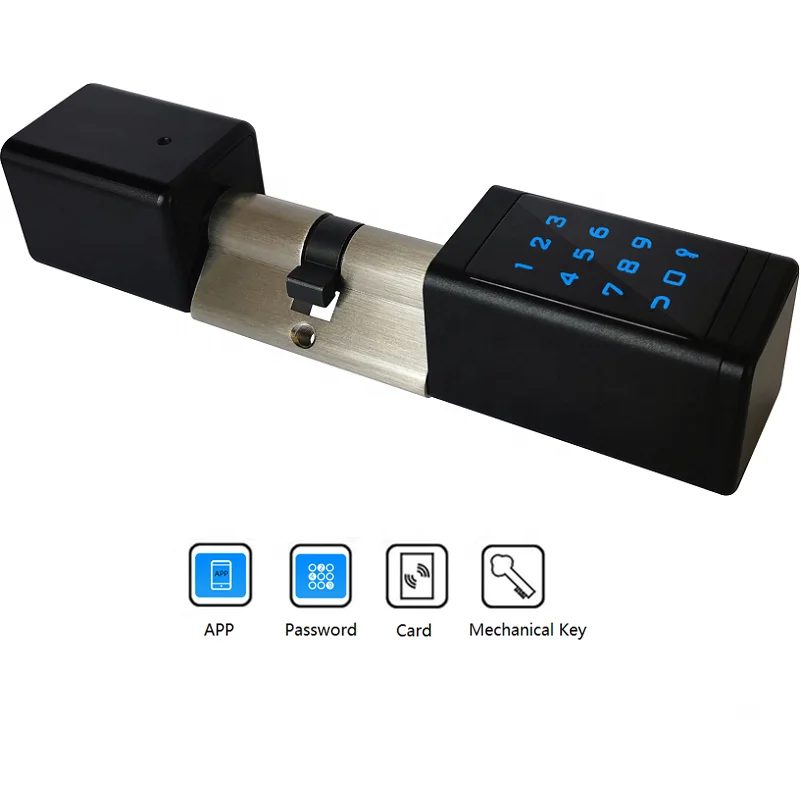 TTlock APP Phone Remote Controlled IP65 Waterproof Euro Cylinder Lock with Code Unlock