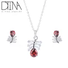 DTINA wholesale luxury fashion ruby women's earrings necklace jewelry set
