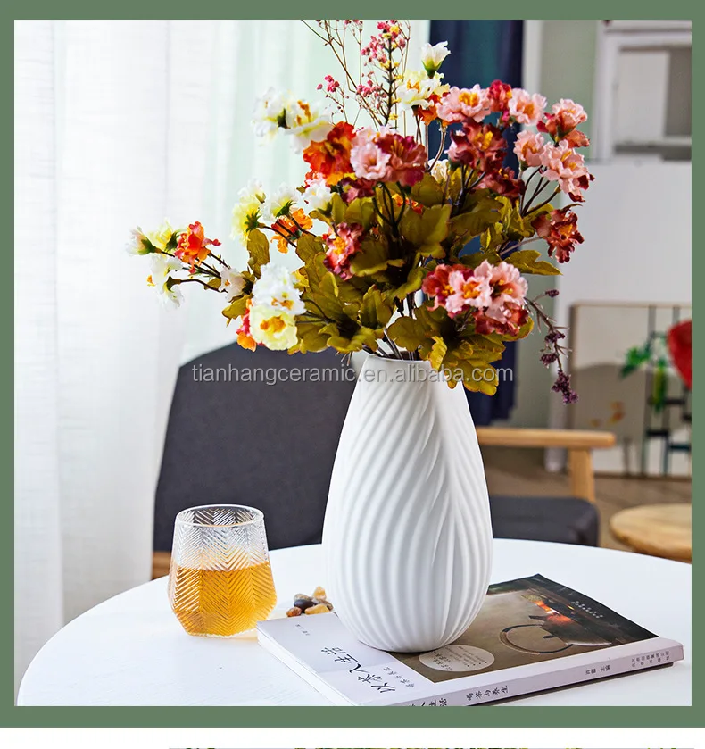 Custom Logo European Creative White Home Decorations Classical Traditional Flower Vase Desktop  For E-commerce Stores .jpg