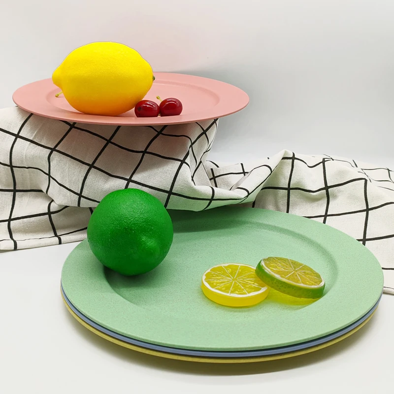 Пластиковая посуда из пшеничной соломы для микроволновой печи, безопасная легкая тарелка для салата и торта, небьющаяся тарелка, столовая посуда, набор тарелок