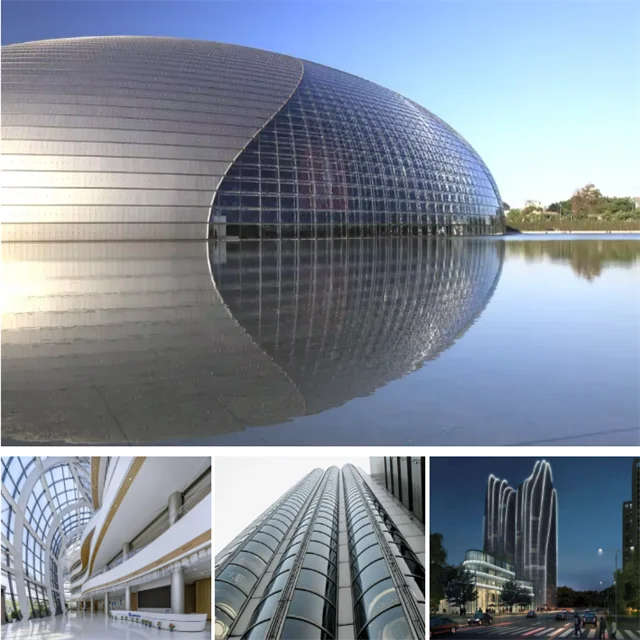 Customized Hyperbolic Fireproof Curved Tempered Laminated Insulating Glass