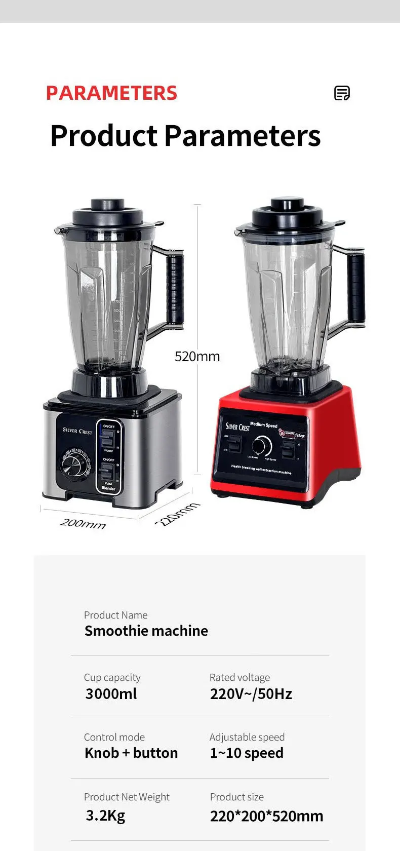 High Speed Blender 3モード High Speed 3L Blender - Versatile and Powerful for Smoothies