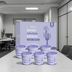 Low Calorie Laksa Konjac Noodles Gluten-Free Vegan Pasta Alternative in Instant Style for Healthy Meals Box Packaging