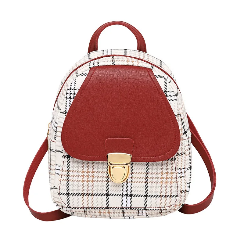 Small Backpack Crossbody Bag For Women Teenage Girl Plaid Shoulder Phone  Purse