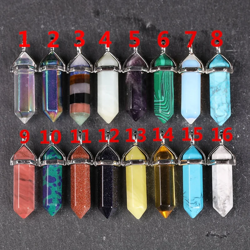 Piedra Preciosa Hexagonal Puntiagudo Chakra Reiki Colgante Piel Auténtica Collar - Foto 8