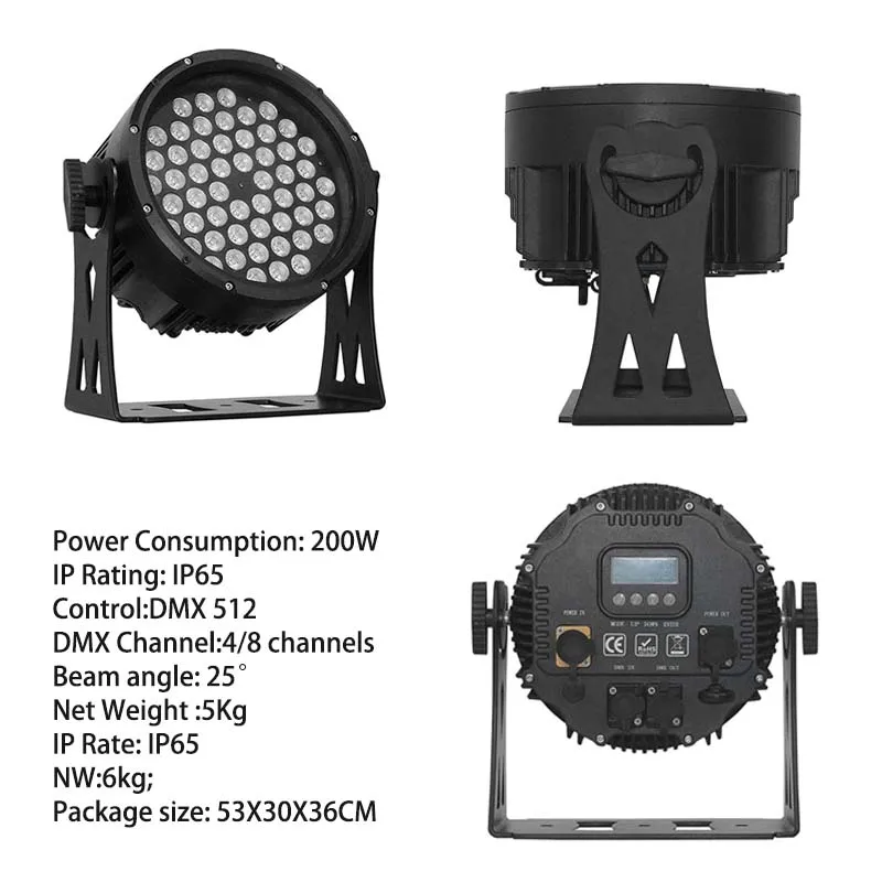 High Quality 54x3 Watt Ip65 Dmx 4in1 Rgbw Led Par Can Stage Light