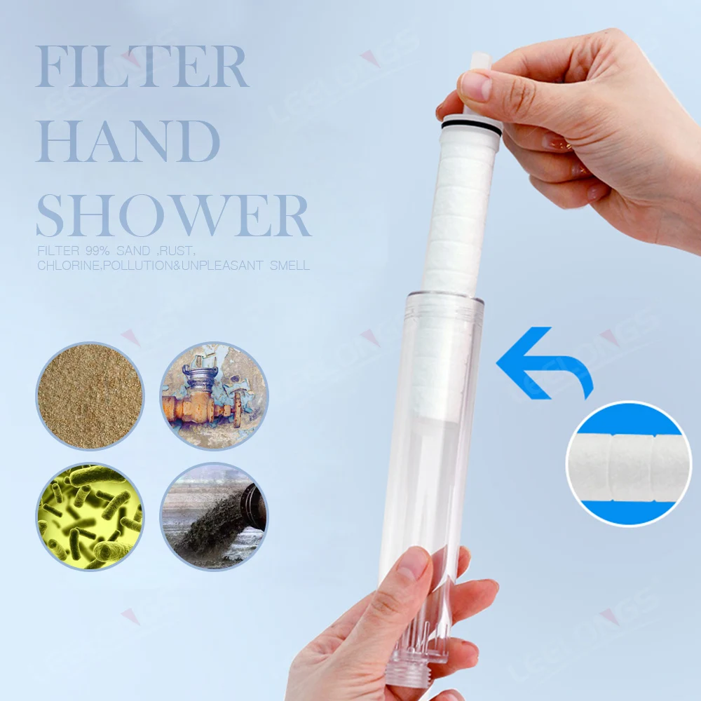 Clean Wash Bathroom ABS Plastic High Pressure Hand Shower Transparent Color Shower Head with PP Cotton Ionic Filter