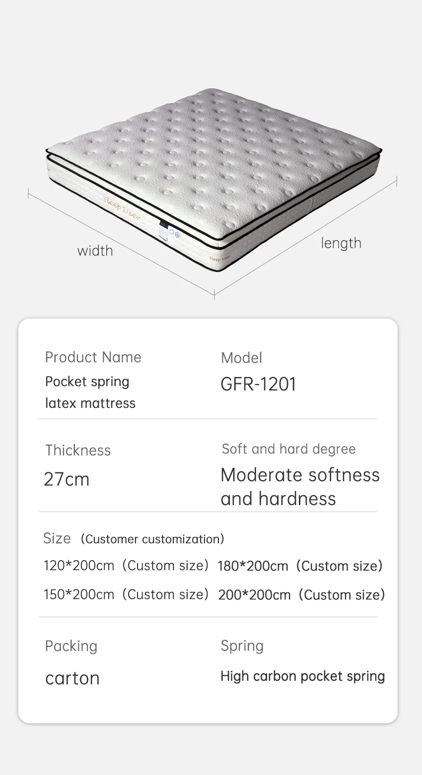 Uk Fireproof Flame Retardant Mattress Queen King Size Fabric Latex Memory Foam Hotel Roll Up